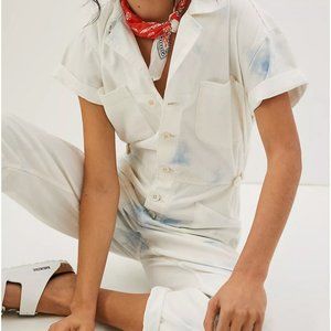 Pistola Grover Tie-Dye Denim Jumpsuit in Blue Surf